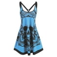 Eurivicy Summer Women's Sleeveless Skull Print Tank Dress Fashion Ladies Casual Backless Gothic