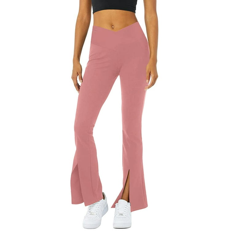 Eurivicy Women Crossover High Waisted Yoga Pants Flutter Front