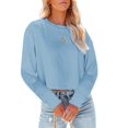 thumbnail image 1 of Eurivicy Women Long Sleeve Cropped T-Shirts Casual Solid Tops S-2XL, 1 of 4