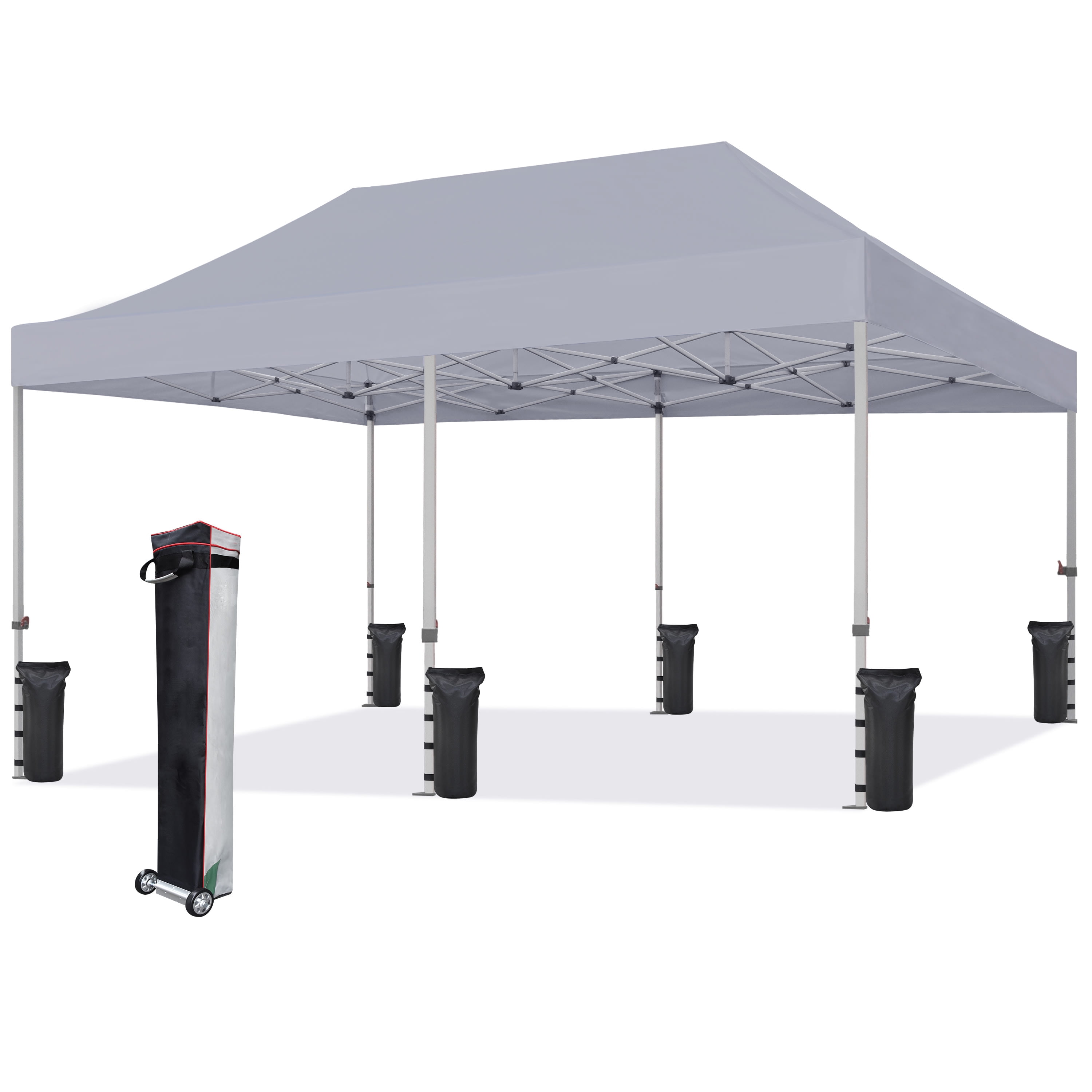Eurmax 10'x20' Ez Pop Up Canopy Tent Commercial Instant Canopies with Heavy Duty Roller Bag