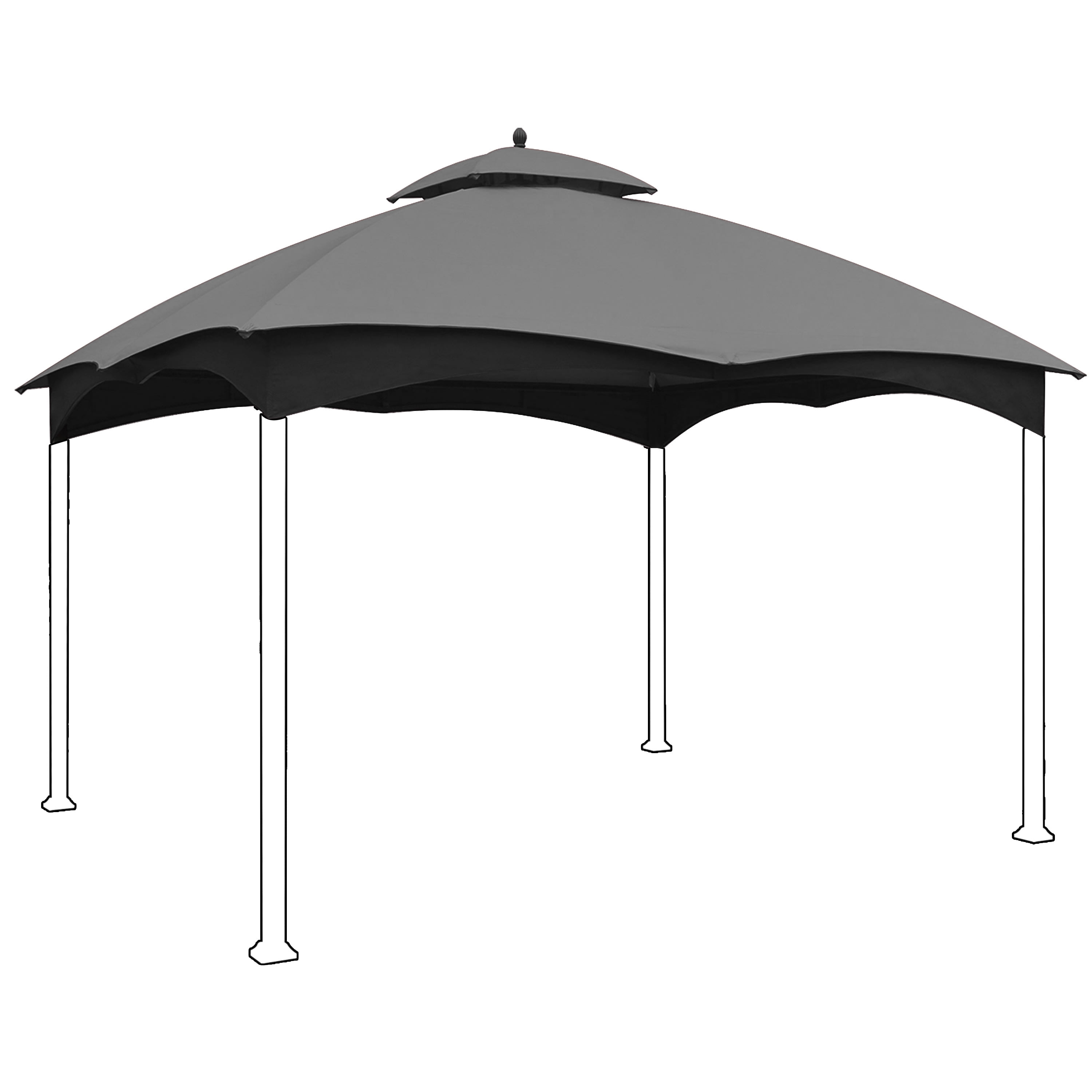 Eurmax 10x12 Gazebo Replacement Canopy 2 Tier Replacement Canopy,Gray