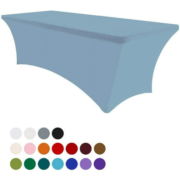 Eurmax 5Ft Rectangular Fitted Spandex Tablecloths Table Covers (Sky Blue)