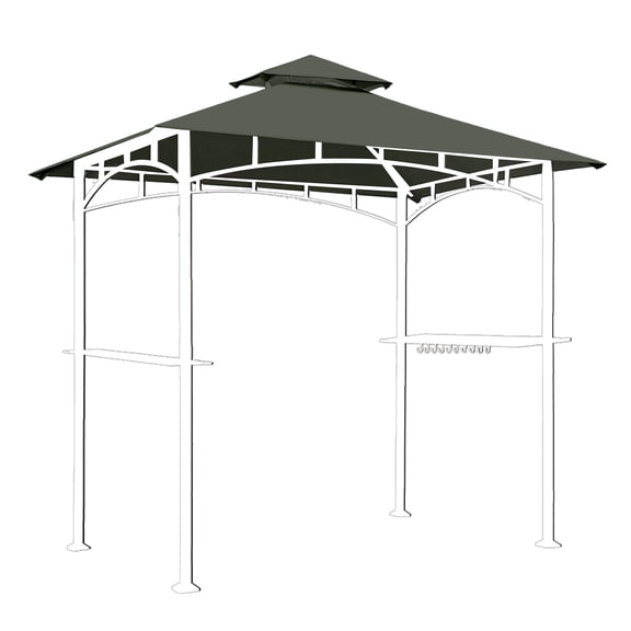 Eurmax 5x8 Grill Gazebo Replacement Canopy Double Tiered BBQ Canopy Roof,Gray