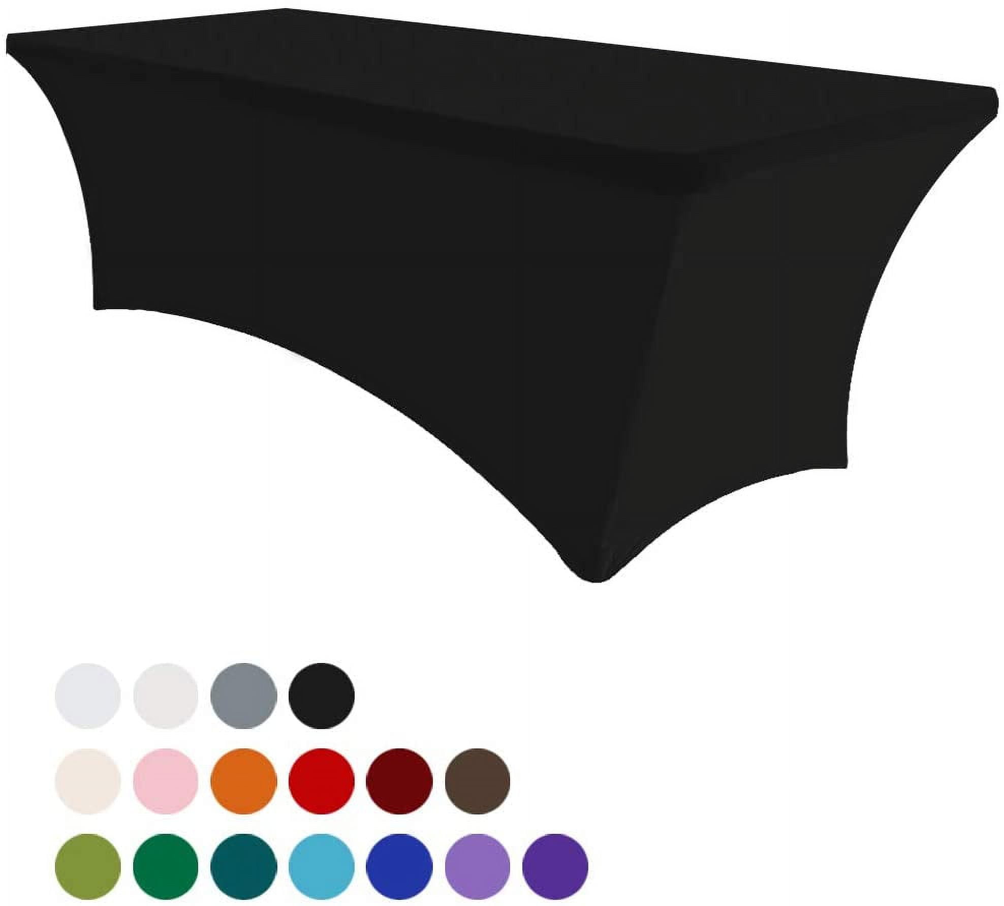 Eurmax 6Ft Rectangular Fitted Spandex Tablecloths Table Covers (Black