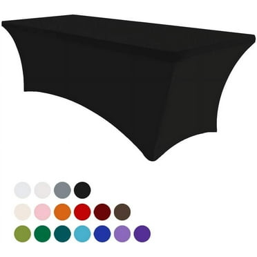 Eurmax 6Ft Rectangular Fitted Spandex Tablecloths Table Covers (Black)
