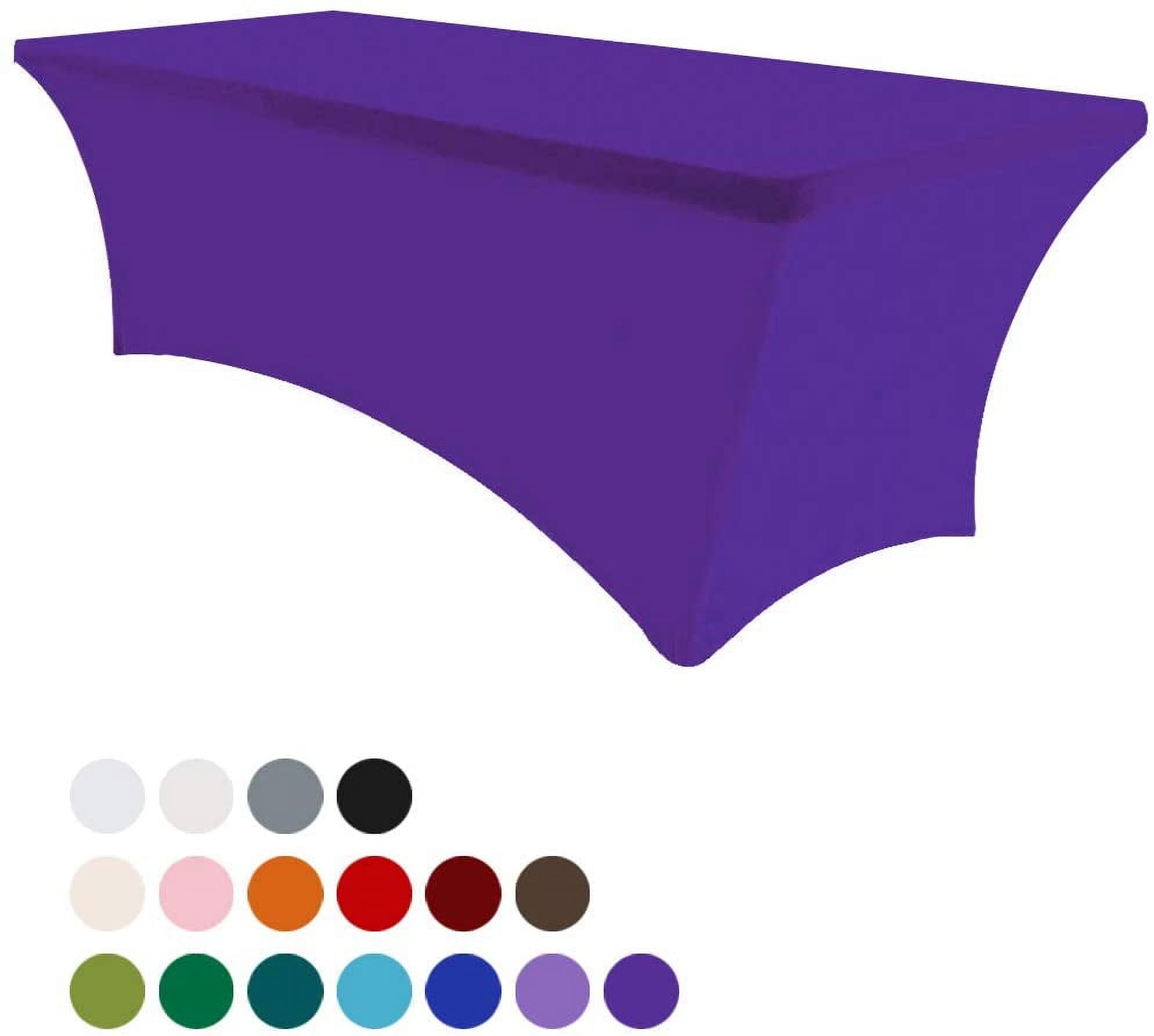 Your Chair Covers - Stretch Spandex 4 ft Rectangular Table Cover Purple ...