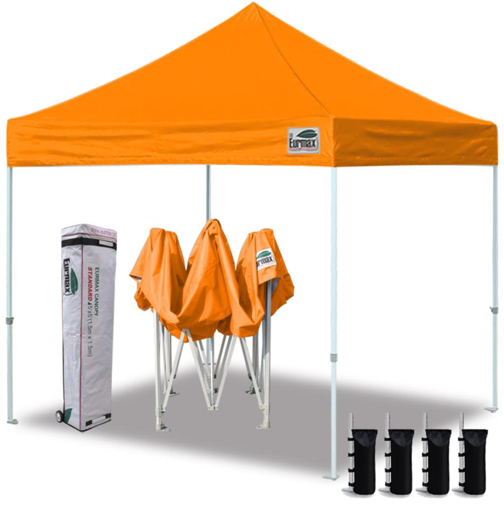 Eurmax Canopy 10' x 10' Orange Popup Canopy and 56lbs Instant Outdoor