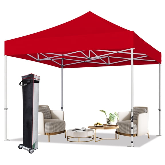 Eurmax Canopy 10' x 10' Red Pop-up and Instant Outdoor Canopy