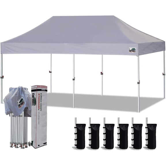 Eurmax Canopy 10" x 20" Taupe Pop Up outdoor Canopy, Rust Resistant, Waterproof