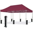 thumbnail image 1 of Eurmax USA 10'x20' Ez Pop Up Canopy Tent with Heavy Duty Roller Bag,Bonus 6 Sand Weights Bags (Maroon), 1 of 6