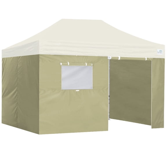 Eurmax USA 10x15ft Canopy Tent Replacement Walls - Set of 4 Zippered Sidewalls,Beige(Tent Not Included)