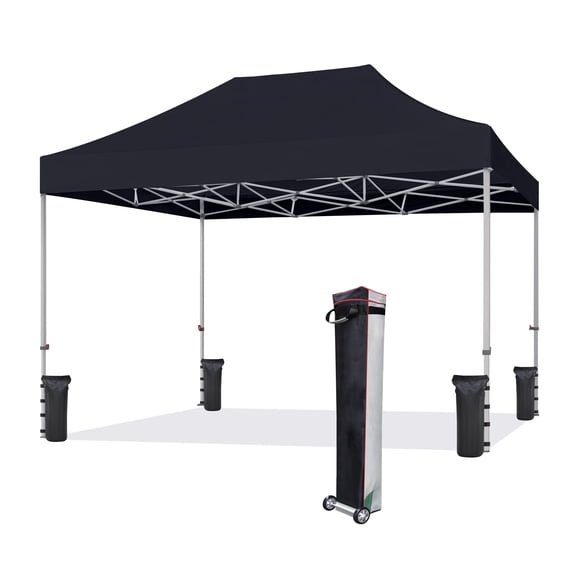 Eurmax USA 8x12 Ez Pop up Canopy Tent Black Commercial Tent(60LBS,8x12FT)