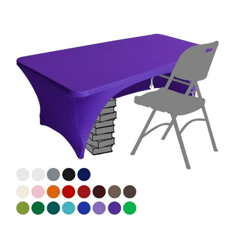 Eurmax USA Spandex Table Cover Fitted 30+ Colors Polyester Tablecloth,4 ft Table Cover Open Back