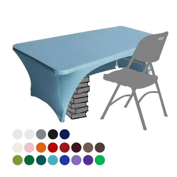 Eurmax USA Spandex Table Cover Fitted 30+ Colors Polyester Tablecloth,8 ft Table Cover Open Back