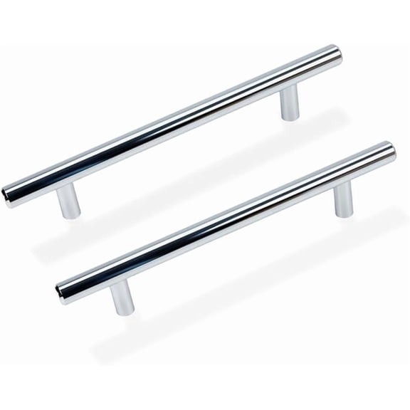 Primero Basics Stainless Steel 3 Inch Hole Center Cabinet Handles, 7.38 Inch Total Length Polished Chrome Drawer Pulls (10-Pack)