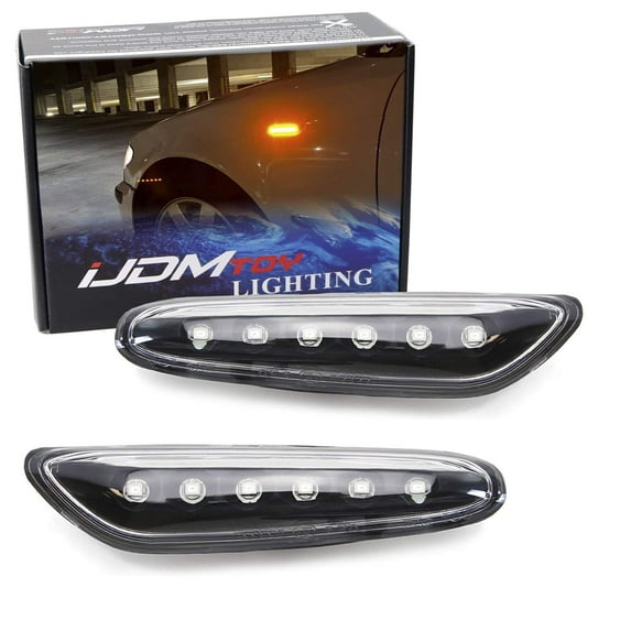 Euro Black/Clear Lens Amber Full LED Front Side Marker Light Kit For BMW 1 3 5 Series, etc, Replace OEM Amber/Clear Sidemarker Lamps