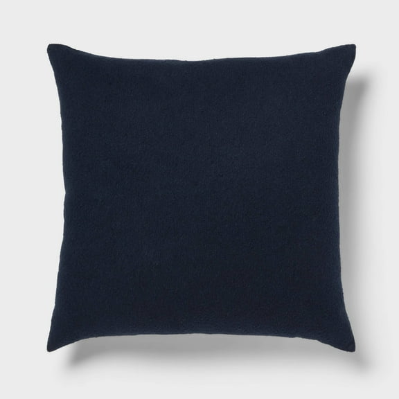 Euro Boucle Colorblock Decorative Pillow Dark Navy: Indoor Square Cotton Cushion with Hidden Zipper