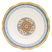Euro Ceramica Duomo Collection Italian-Inspired 10" Round Ceramic Serving Bowl with Organic Edges, Floral Design, Multicolor
