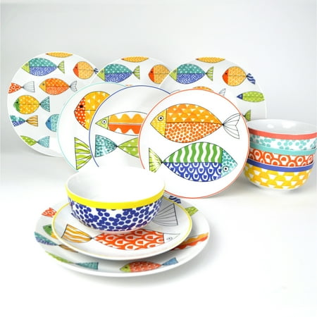 Euro Ceramica FreshCatch 12 Piece Dinnerware Set - Service for 4