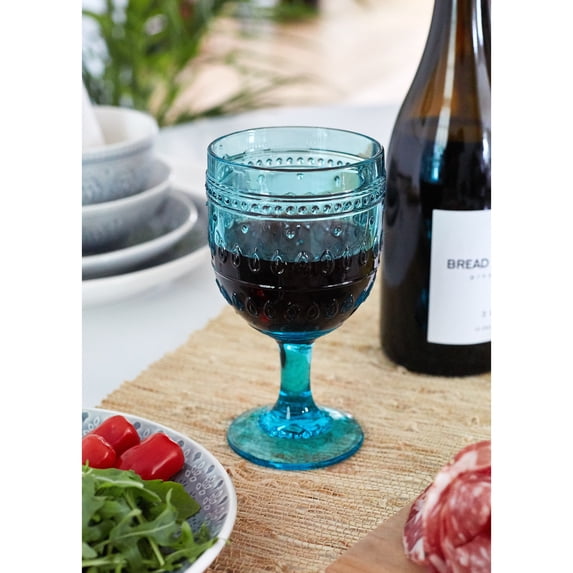 Euro Ceramica Inc. Euro Ceramica Fez 4 Piece 12 oz Wine Goblet Set turquoise