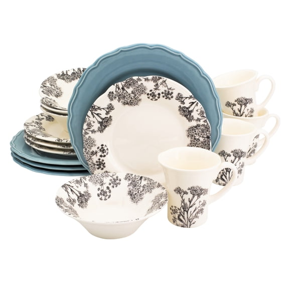 Euro Ceramica Inc. Euro Ceramica Savannah Black and White 16 Piece Dinnerware Set (Service for 4)