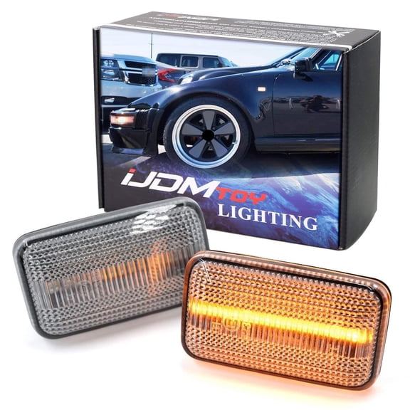 Euro Clear Lens Amber Full LED Sequential Blink Front Fender Side Marker Light Kit For Porsche 911 Classic, Powered by 21-SMD LED, Replace OEM Amber Sidemarker Lamps