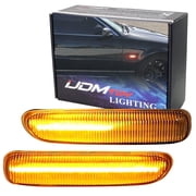 Euro Clear Lens Amber Full LED Sequential Blink Front Side Marker Light Kit For BMW E46 1999-01 3 Series Sedan, 1999-03 3 Series Coupe, Replace OEM Amber/Clear Sidemarker Lamps