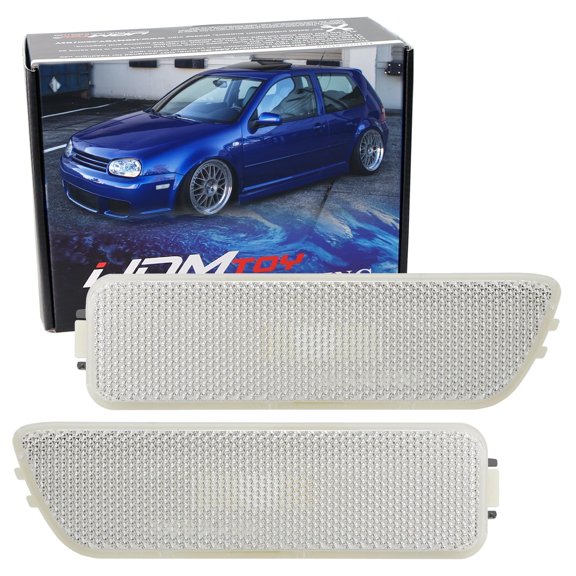 Euro Clear Lens Front Bumper Side Marker Lamps Housings For Volkswagen: 1999-2005 MK4 Golf GTI R32 Rabbit Jetta, Replace OEM Amber Sidemarker Lamps