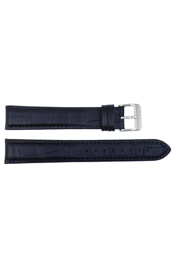 Black Alligator Grain 18mm Extra Long Leather Watch Band
