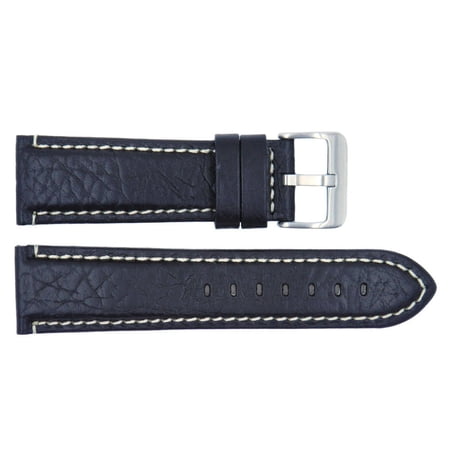 Euro Collection Black Textured Italian Calf Leather 22mm Watch Band