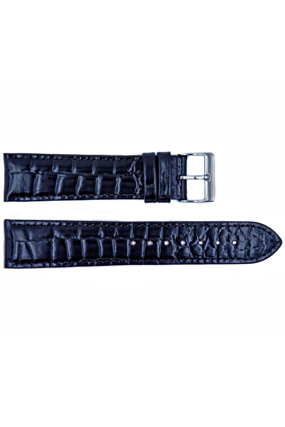 Handmade Black Alligator Grain Leather 20mm Watch Strap