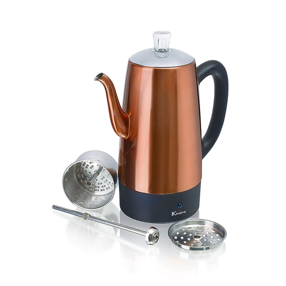Euro Cuisine Stainless Steel 12-Cups Electric Percolator Coffee Pot Copper Finish (PER12)