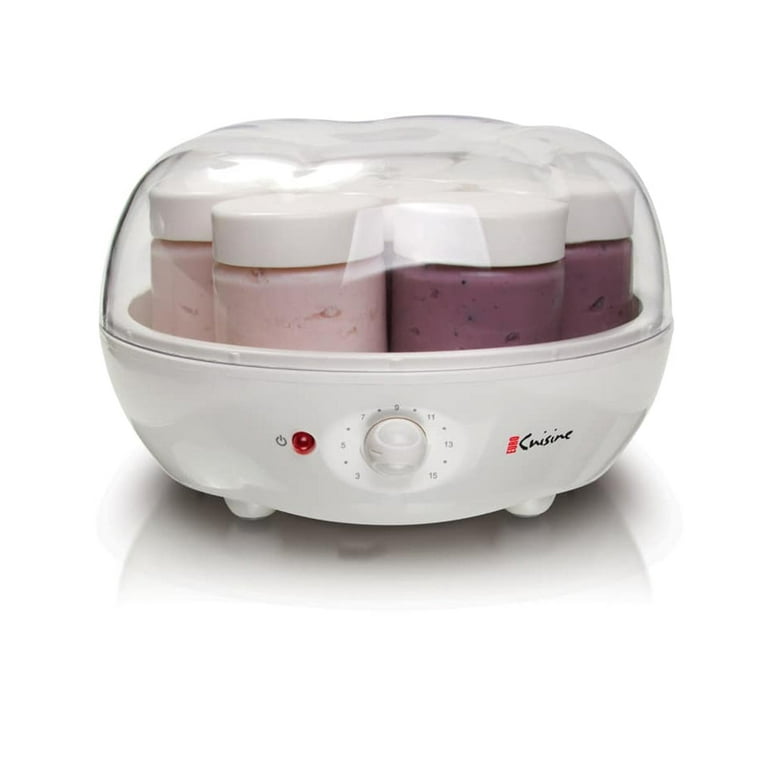 Euro Cuisine YM100 Authomatic Yogurt Maker with 7 Glass Jars 15 hours Timer