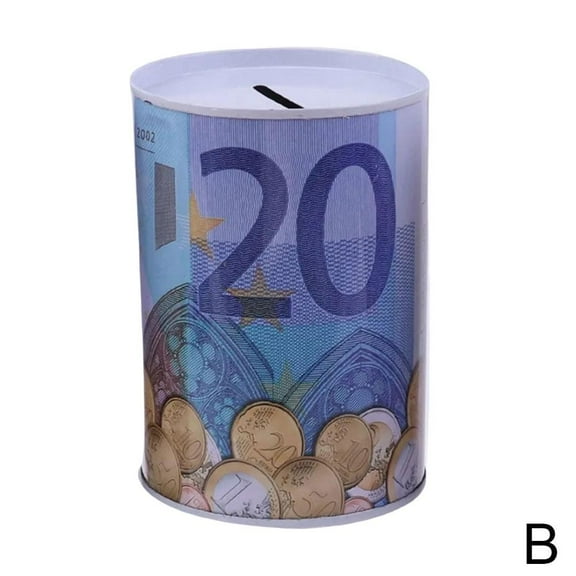 Euro Dollar Money Box Safe Cylinder Piggy Bank Banks For Deposit Boxes New