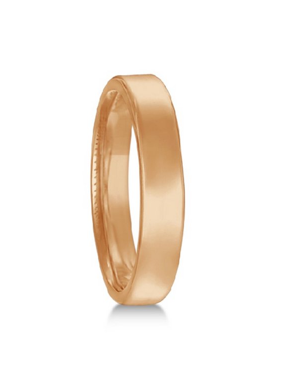 Euro Dome Comfort Fit Wedding Ring Band 14k Rose Gold (3mm)