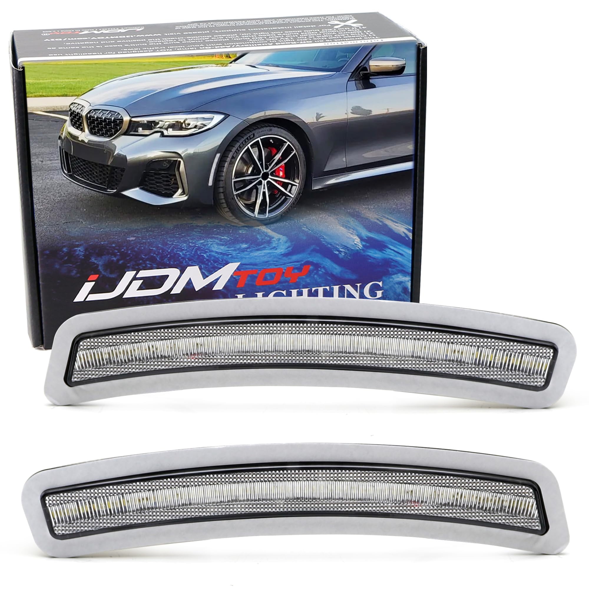 IJDMTOY Euro Smoked Lens Front Bumper Side Marker Light Housing