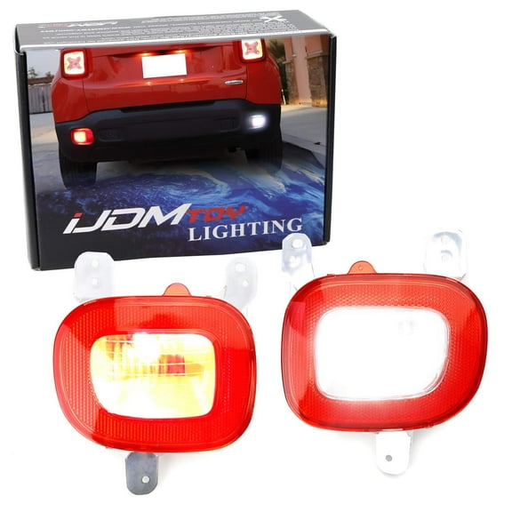 Euro/JDM Spec Rear Fog & Backup Reverse Light Kit w/LED Bulbs, Wiring For Jeep 2015-2018 Pre-LCI Renegade