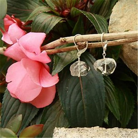 Euro Lever Back 16 x 14mm Nugget Rondell Crystal Quartz Earrings