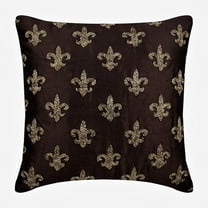 Euro Pillow Cases, Brown Euro Size Pillow Covers 26x26 inch (65x65 cm), Silk Euro Size Pillow Shams, French Toile, Fleurs De Lis, Beaded, Contemporary Euro Size Pillow - Fleur De Lis