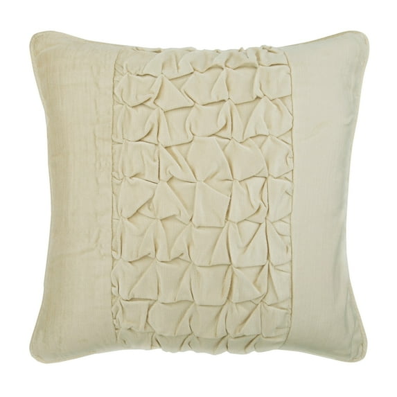 Euro Pillow, Ivory Throw Euro Shams Cover, Knotted Euro Sham Cover Square 26x26 inch (65x65 cm) Velvet Throw Euro Shams Cover, Modern Couch Throw Cover, Solid Color - Knotted Ivory