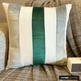 thumbnail image 1 of Euro Pillow Sham Covers, Emerald Green 26"x26" (65x65 cm) Euro Shams, Velvet Patchwork Euro Shams For Couch, Striped Pattern Modern Style - Velvet Band Emerald, 1 of 10