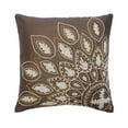 thumbnail image 1 of Euro Pillow Shams, Brown 26"x26" (65x65 cm) Cushion Cover, Linen Pearl &Jute Embroidery Throw Pillow Cover&nbsp;For Sofa, Abstract Pattern Contemporary Style - Earthy Nature, 1 of 4