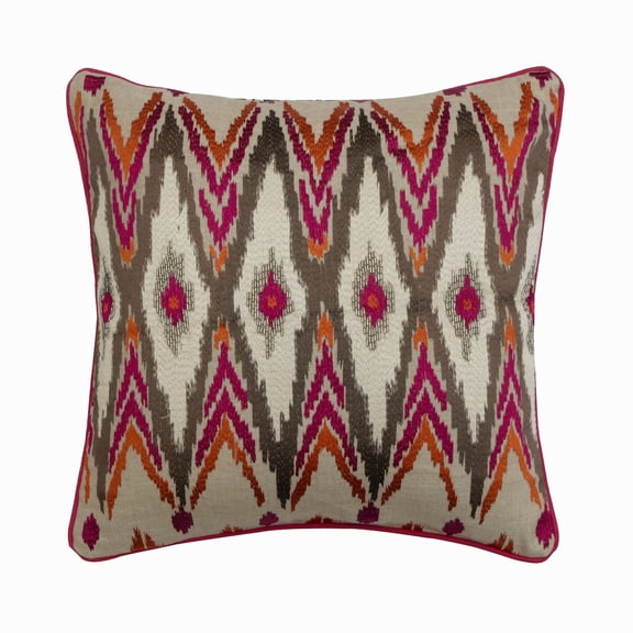 Euro Pillow Shams, Decorative Pink 26"x26" (65x65 cm) Throw Pillow Cover&nbsp;For Sofa, Cotton Embroidery Pillowcase&nbsp;With Zipper, Ikat Pattern Contemporary Style - Ikat Love