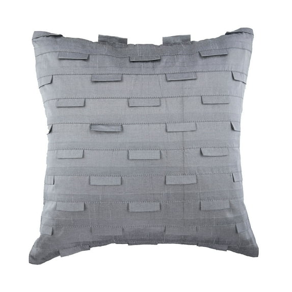 Euro Pillow, Silver European Pillow Shams 26x26 inch (65x65 cm), Silk Euro Pillow Cases, Solid Color, Pintucks, Textured, Striped, Modern European Shams - Silver Ocean
