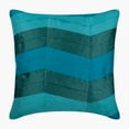 thumbnail image 1 of Euro Pillows, Teal Blue European Sham&nbsp;Pillow Covers 26x26 inch (65x65 cm), Silk Euro Size Pillow Shams, Chevron, Ombre, Pintucks, Modern Euro Shams - Teal Waves, 1 of 3