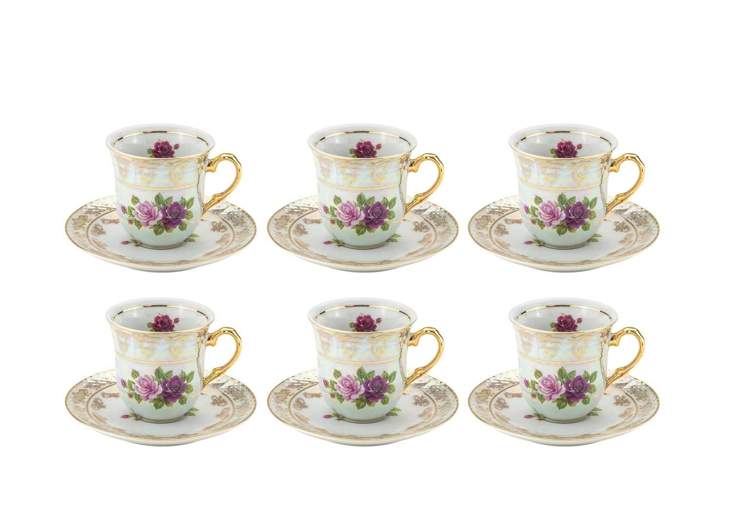Japanese Set of 6 Milk White mini Cups w/Saucers. Porcelain Espresso cups  Vtg