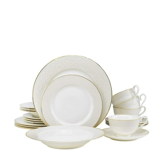 Euro Porcelain 57-pc Banquet Dinnerware Set, Luxury Bone China Tableware, Service for 8