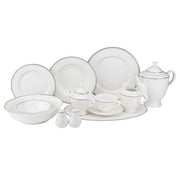 Euro Porcelain 57-pc Banquet Dinnerware Set, Luxury Bone China Tableware, Service for 8