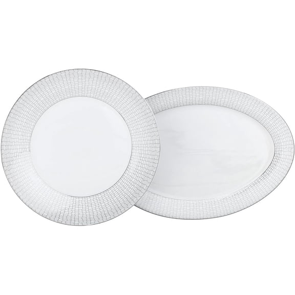 Euro Porcelain 57-pc Banquet Dinnerware Set, Luxury China Tableware, Service for 8 (1330P), 6664-20