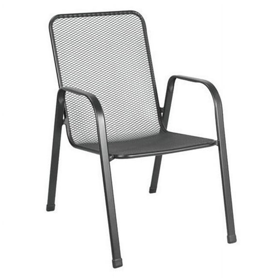 Euro S365000-04-MHBN Verona Outdoor Steel Black Stackable Mesh Chair, - 29 x 22 33.5 in.